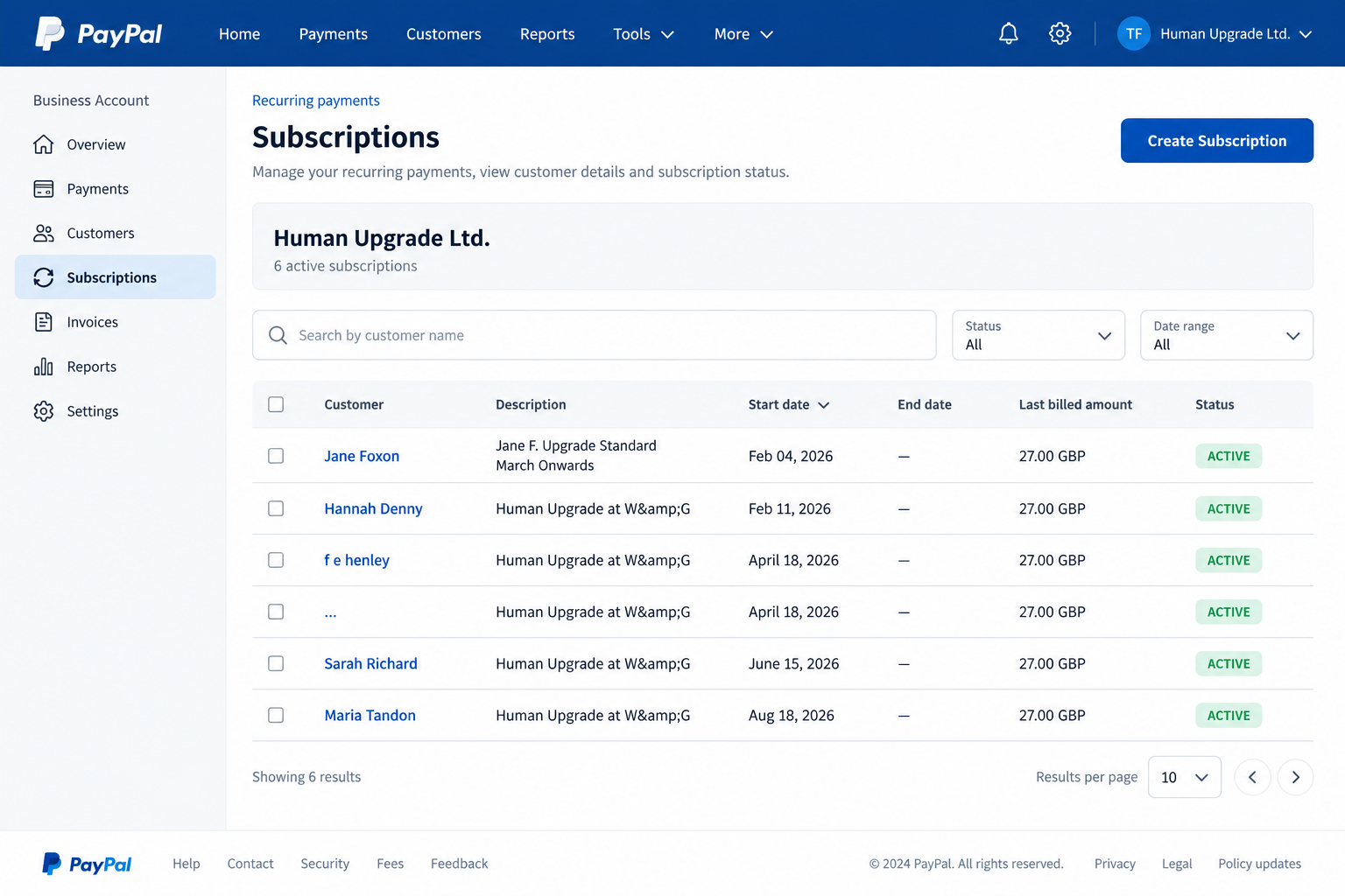 paypal page